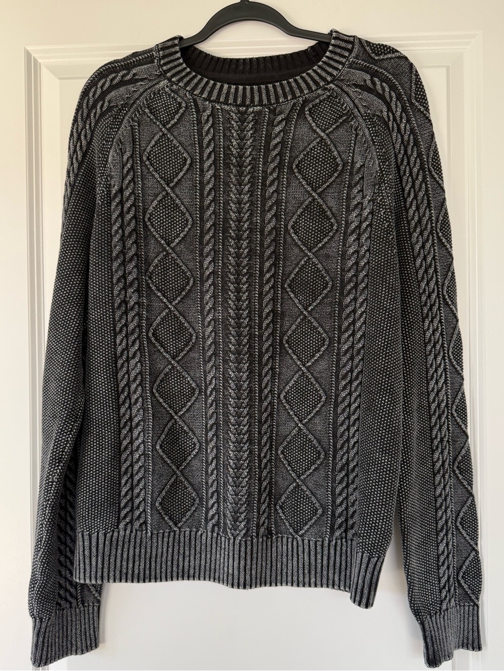 Hudson Jeans Men's Gray Cable Crewneck Sweater